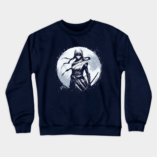 Black Ninja Girl Crewneck Sweatshirt by Genbu